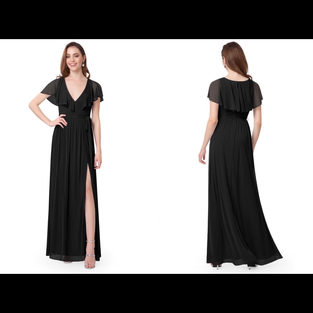 Azazie Jael Maxi Dress Black NWT